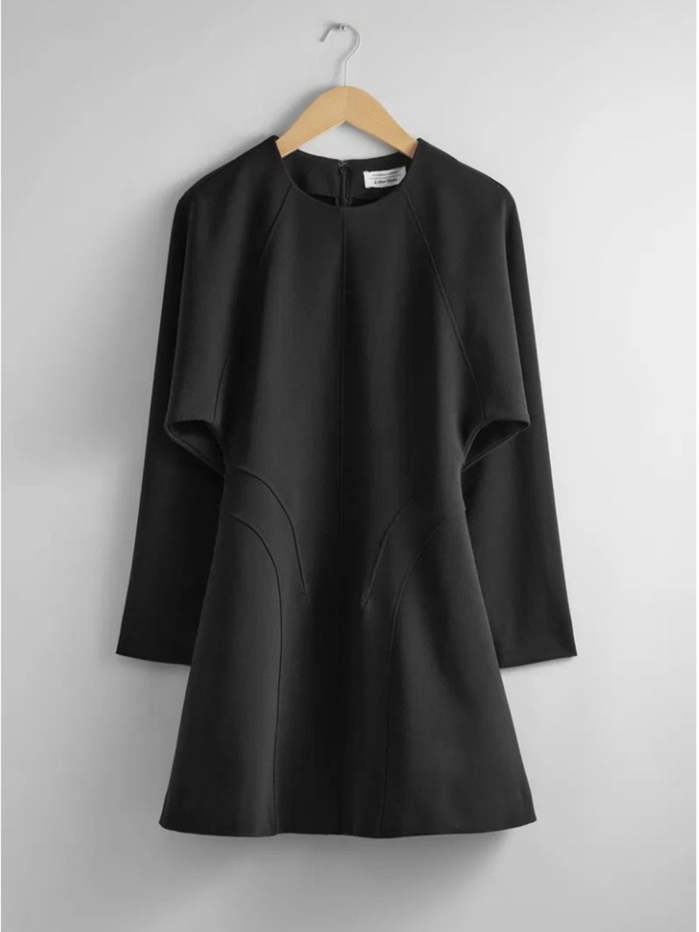 & Other Stories Black Long-Sleeve Flared Mini Dress